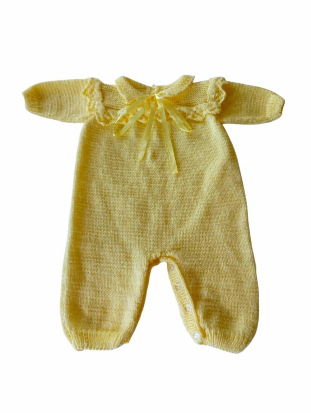 Yellow Hand Knit Baby One-Piece Romper